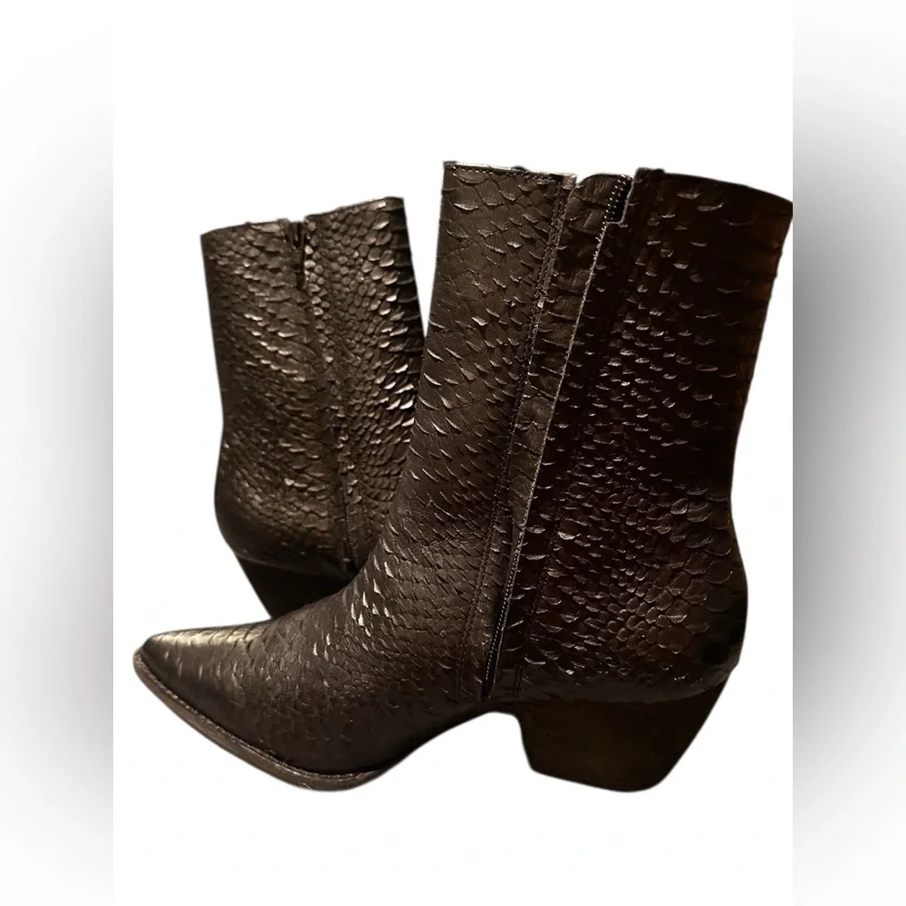 Matisse Caty Snake Pointed Toe Zippered Booties Womens Black 9.5(NO ZIPPER PULL) - Picture 9 of 12